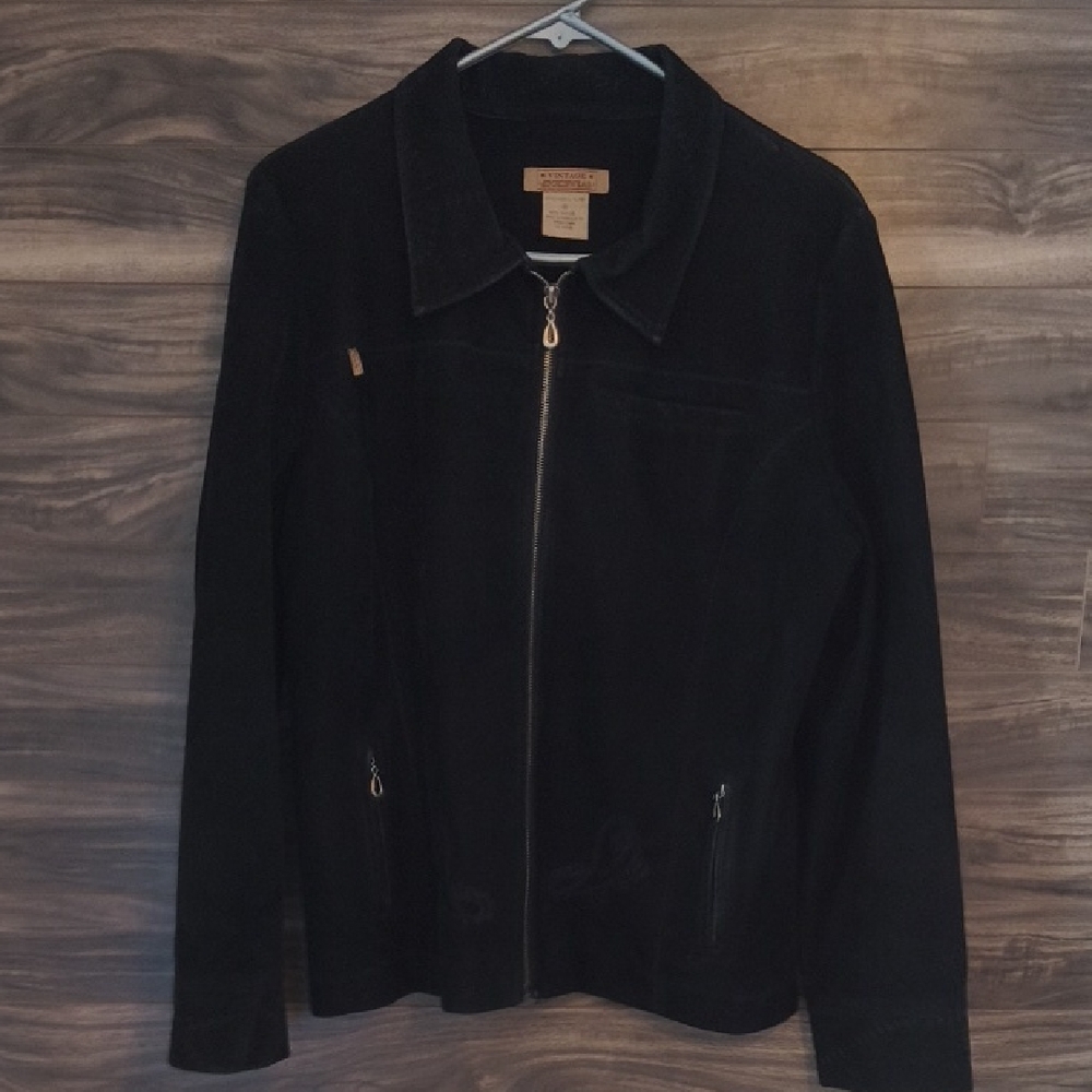 VINTAGE Sportswear Black Embroidered Western Jacket - Size 13 - Soft Viscose